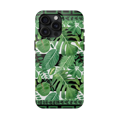 Tropical Mahjong Phone Case Tough Phone Case, Monstera Boho Style