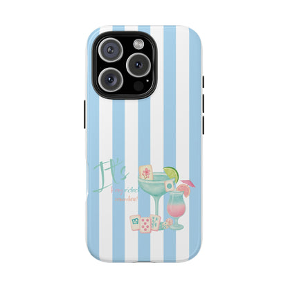 Mahjong Phone Case, Funny It's Kong O' Clock Somewhere, Blue White Preppy Style