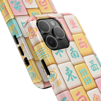 Pastel Mahjong Tile Phone Case | Cute Asian Game Pattern, Durable Protective Case - Splash of Color Co.