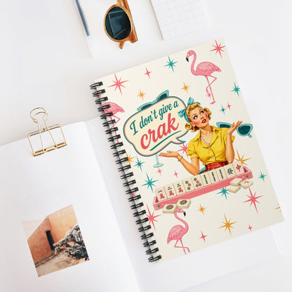 Mahjong Notebook Flamingo Funny "I Don't Give a Crak" Ruled Spiral Journal - Splash Of Mahj And Color Co.