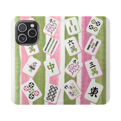 Colorful Mahjong Flip Cases for Phones, Unique Phone Cover, Gift for Gamers, Handheld Device Protection, Stylish Phone Accessory