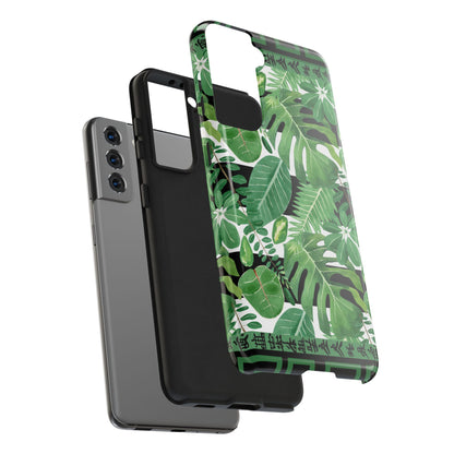 Tropical Mahjong Phone Case Tough Phone Case, Monstera Boho Style