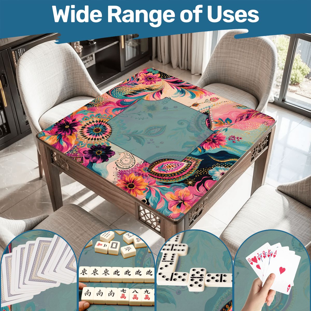 Boho Floral Infusion Bejeweled Edition 2 Mahjong Mat - Splash Of Mahj And Color Co.