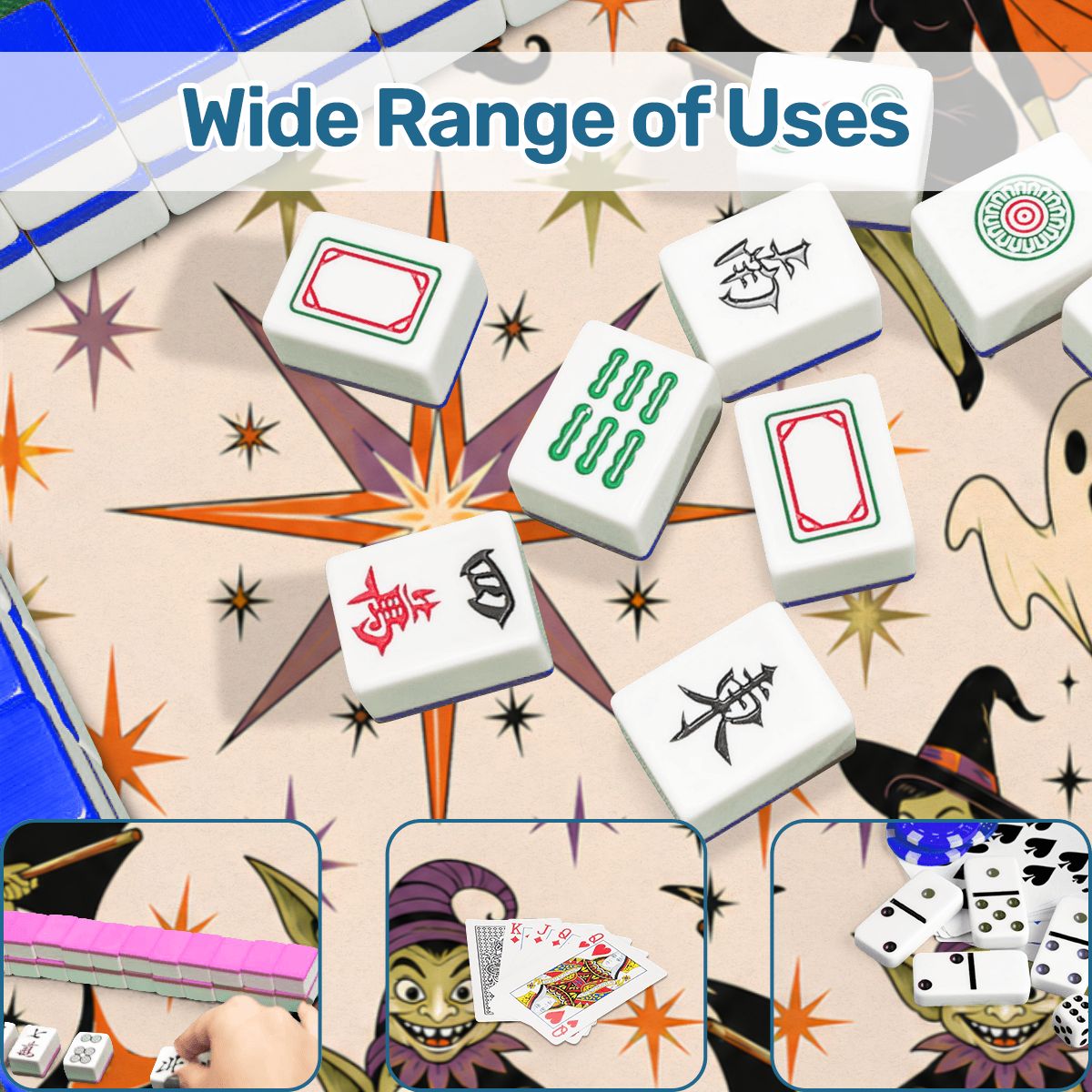 Witchy Woman Ghosts, Goblins Mahjong Halloween Mat - Splash Of Mahj And Color Co.