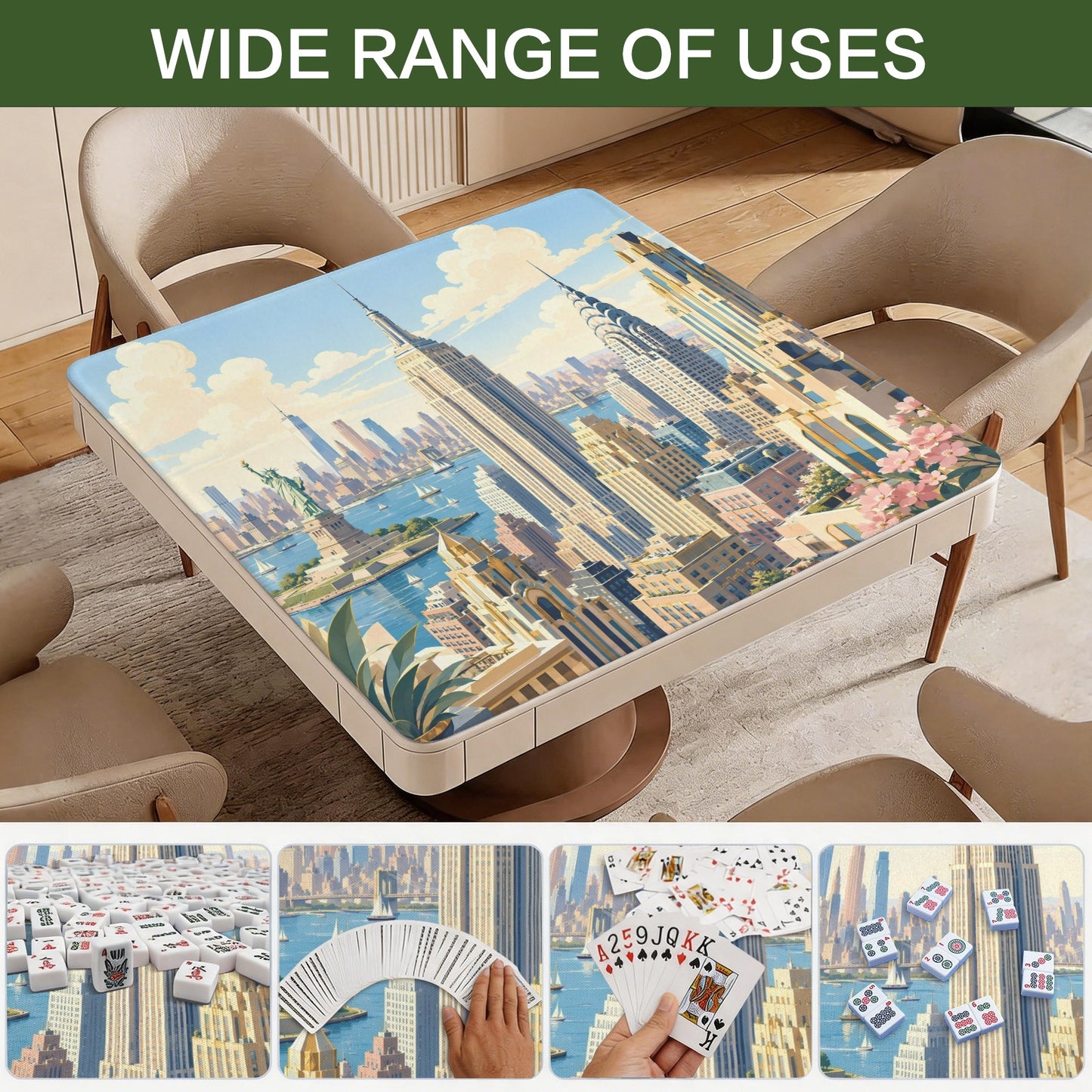 Art Deco New York City Mahjong Mat 33x33
