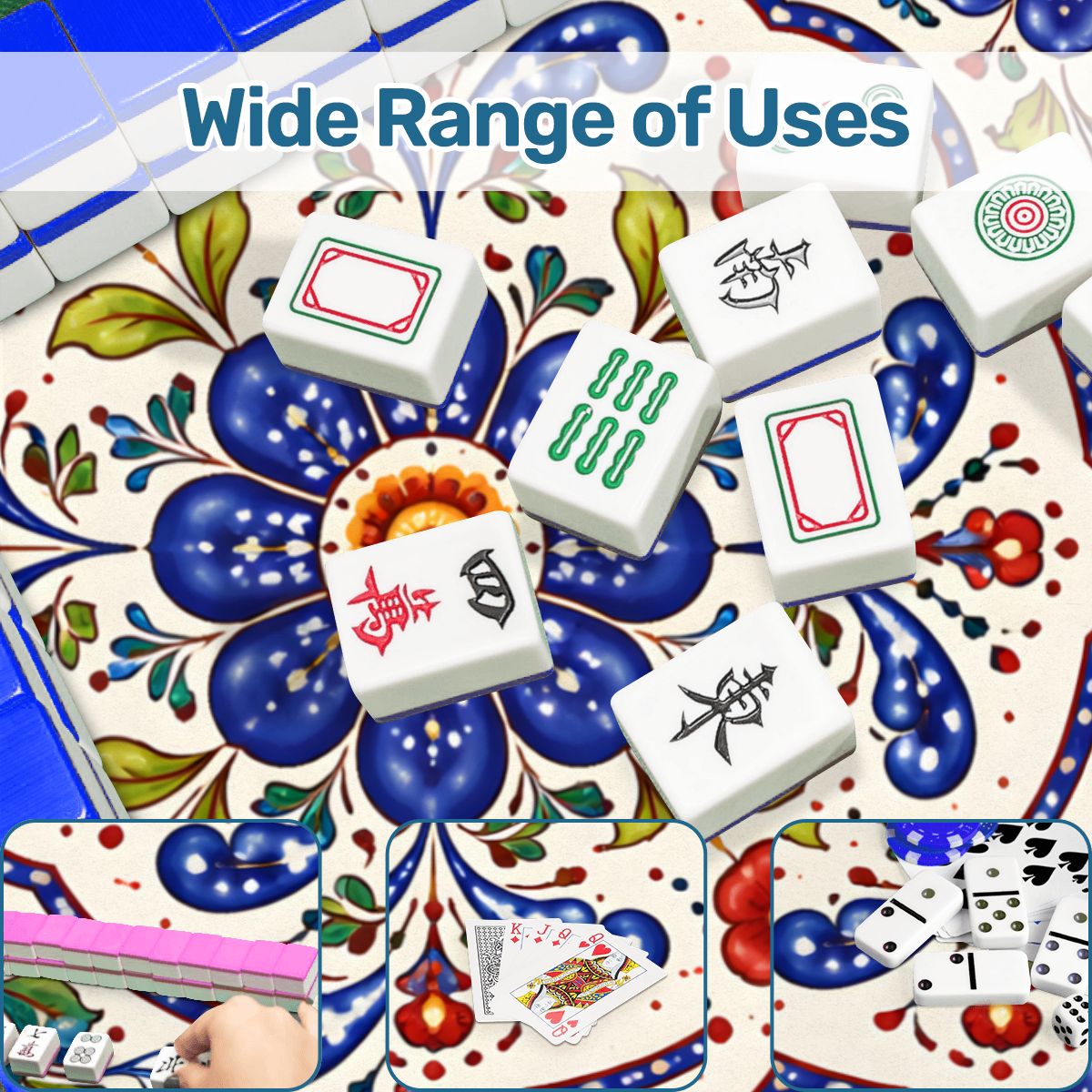 Blue Porcelain Garden Mahjong Mat - Splash of Color Co.