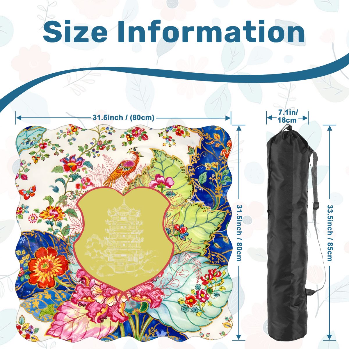 Asian Chinoiserie Tobacco Leaf Scalloped Mahjong Mat - Splash of Color Co.