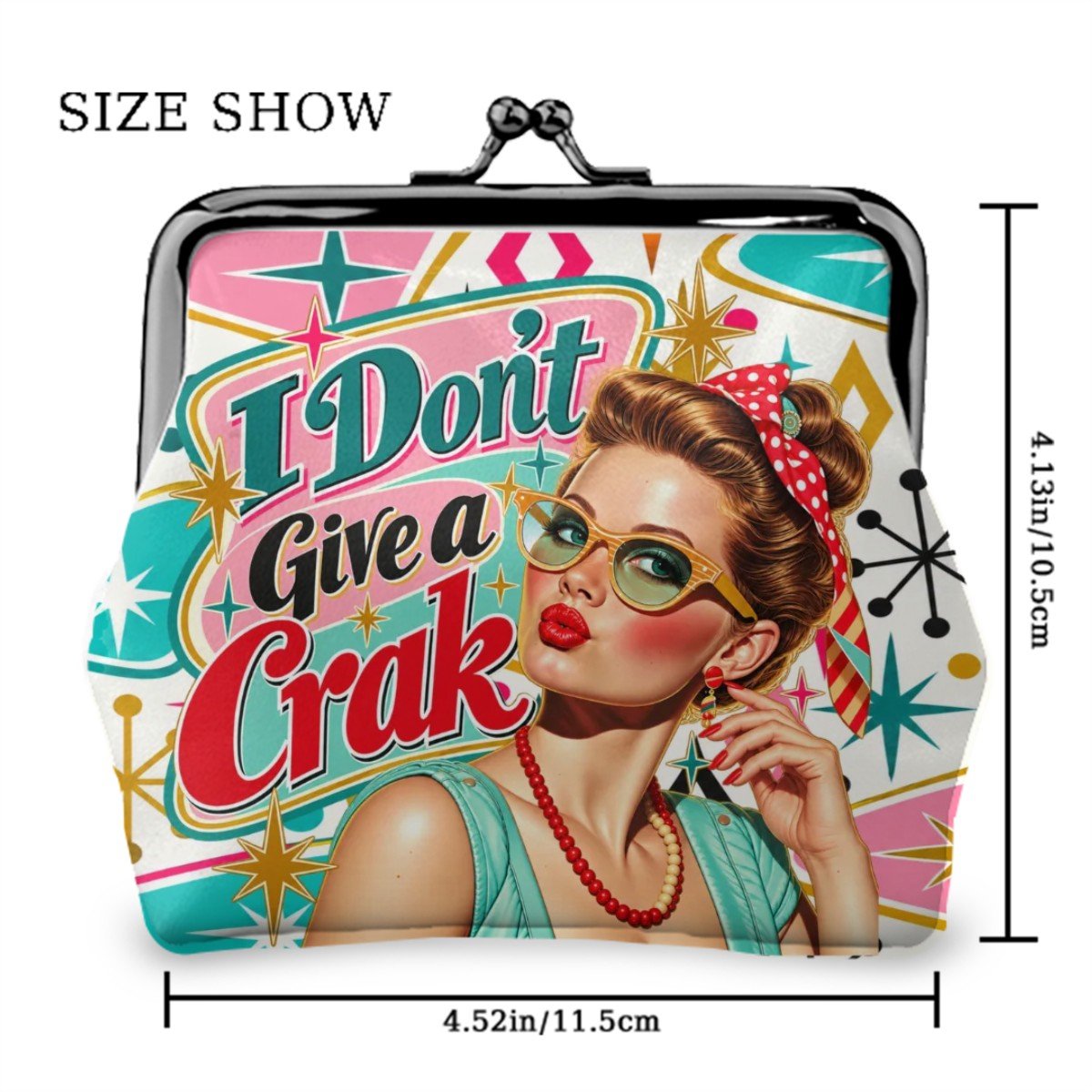 Funny Modtastic I Don't Give A Crak Mahjong Women's Leather Kiss Lock Coin Purse - Splash Of Mahj And Color Co.