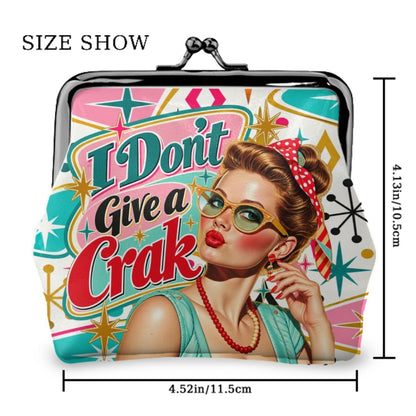 Funny Modtastic I Don't Give A Crak Mahjong Women's Leather Kiss Lock Coin Purse - Splash Of Mahj And Color Co.
