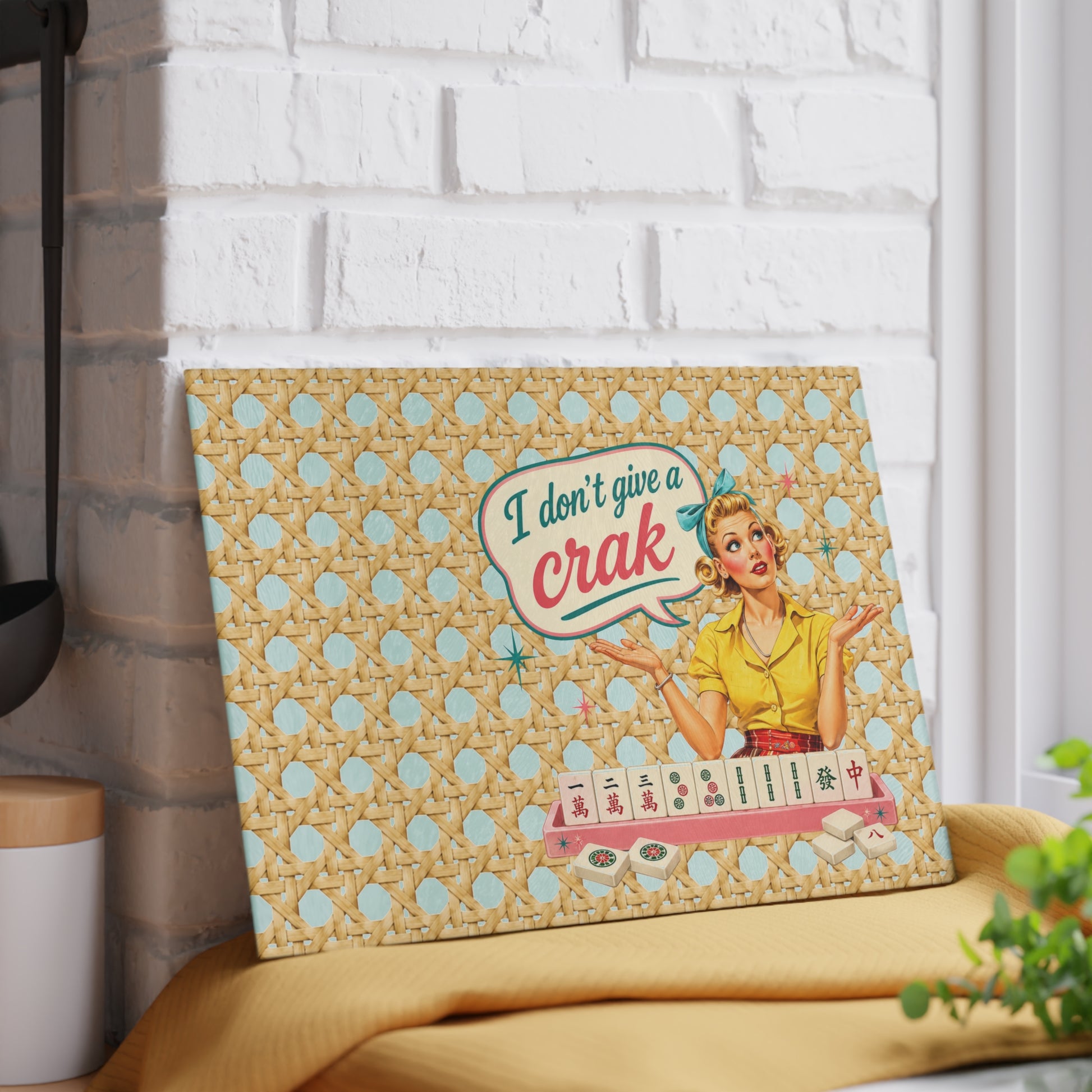 I Don't Give a Crak Mahjong Entertaining Glass Cutting Board - Splash Of Mahj And Color Co.