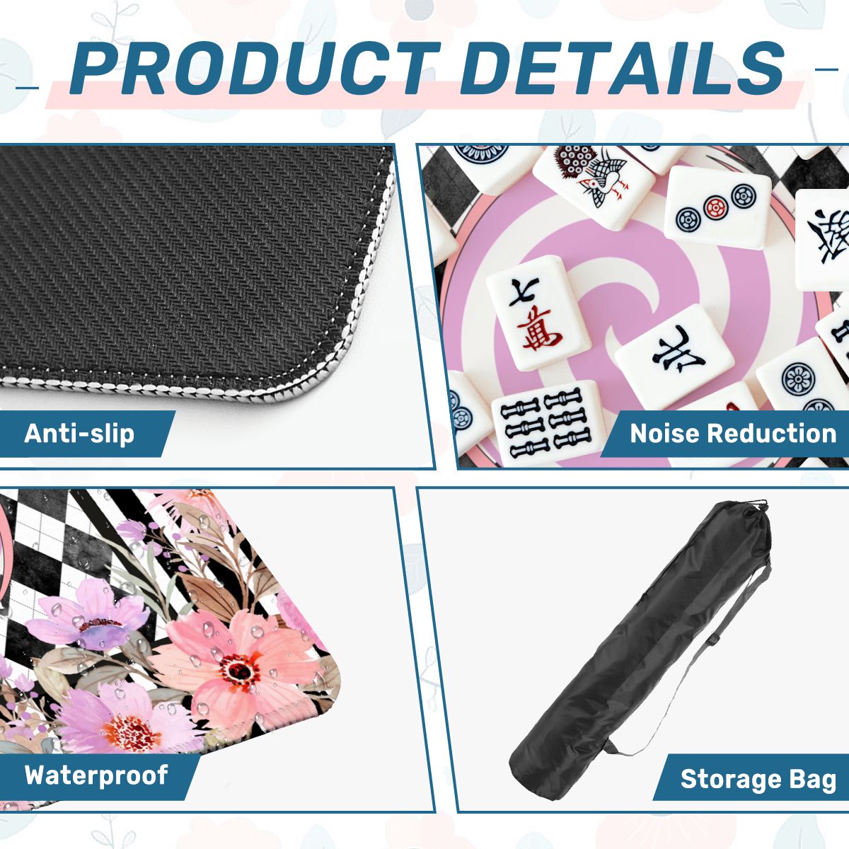 Harlequin Romance Floral Preppy Mahjong Mat - Splash of Color Co.