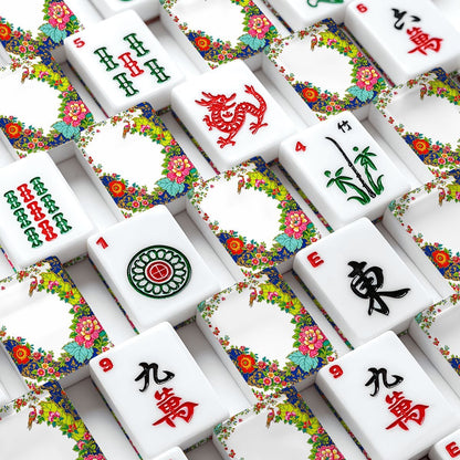 Tobacco Leaf Floral Chinoiserie American Mahjong Tiles And Carry Case - Splash of Color Co.