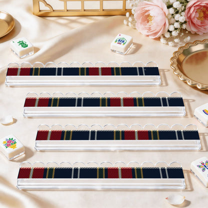 Mad About Plaid Extended Mahjong Rack Set of 4 Scalloped Magnetic Tile Pusher 20' - Splash Of Mahj And Color Co.