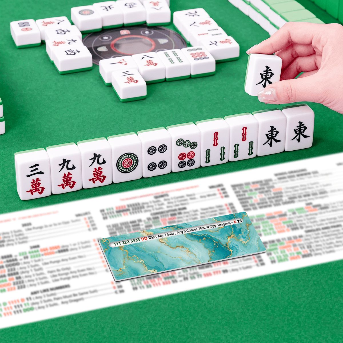 Ocean Blue Gold Gilded Mahjong Line Reader 4 Pack - Splash Of Mahj And Color Co.