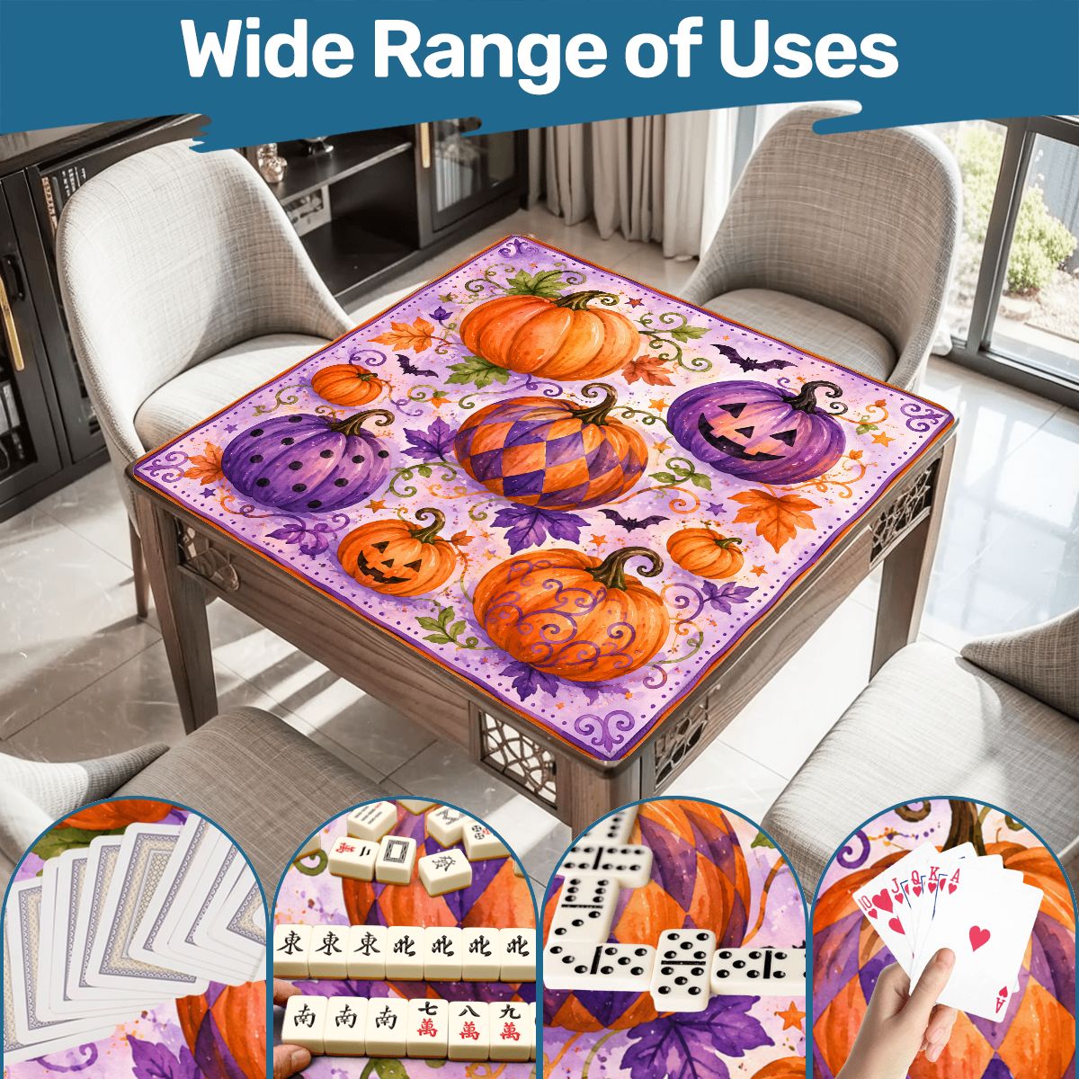 Party In The Pumpkin Patch Mahjong Halloween Mat - Splash Of Mahj And Color Co.