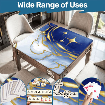 Into The Mystic Marbled Blue Gold Mahjong Mat - Splash of Color Co.