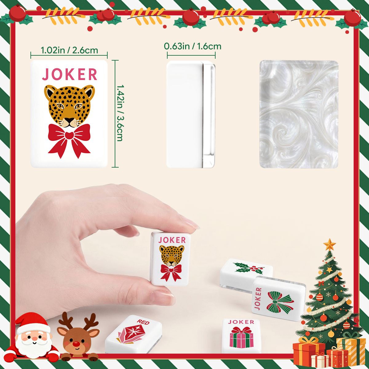 Mother Of Pearl Christmas Glam Holiday Mahjong Tiles And Carry Case