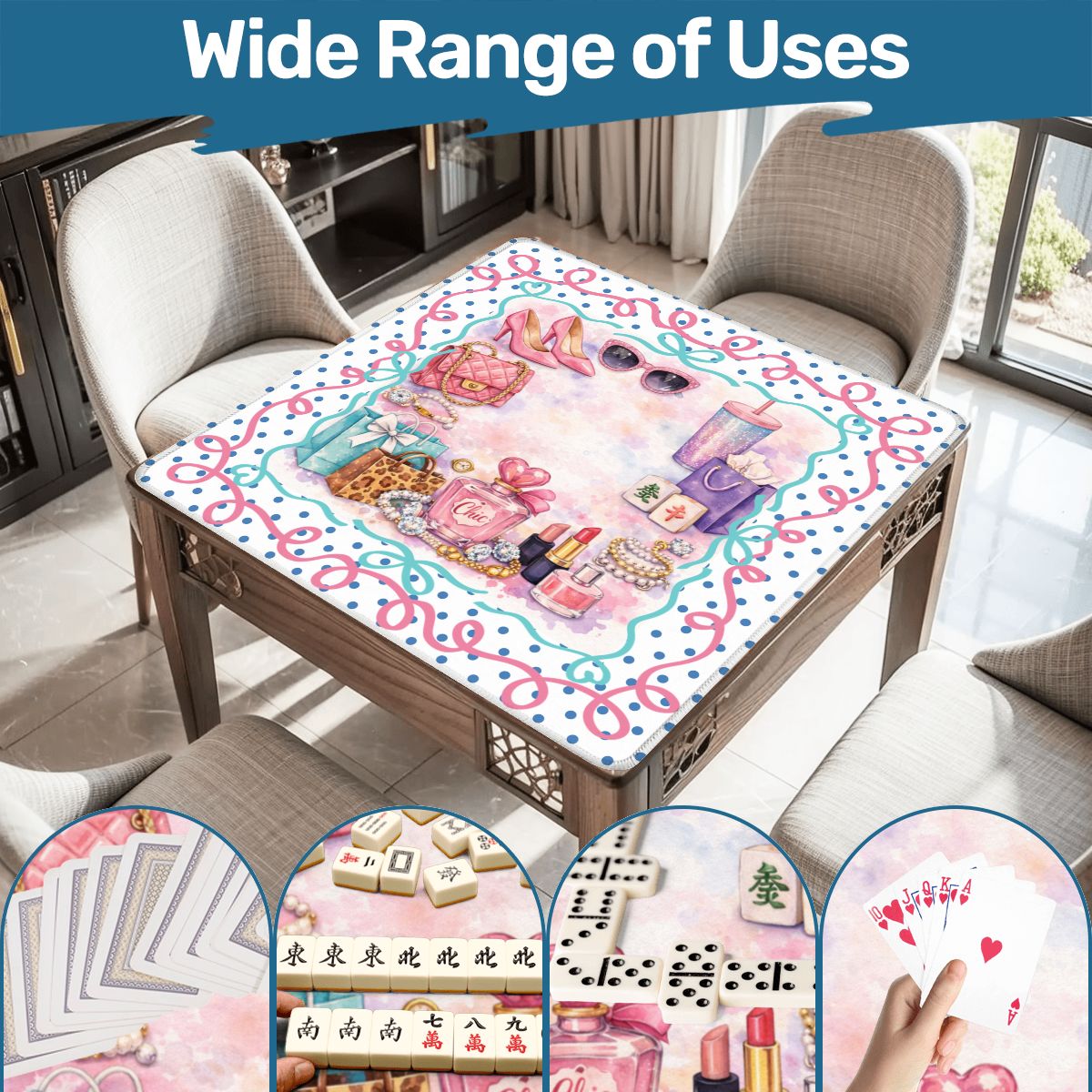 Retail Therapy Luxe Mahjong Mat, Bling, Bags And Tiles - Splash of Color Co.