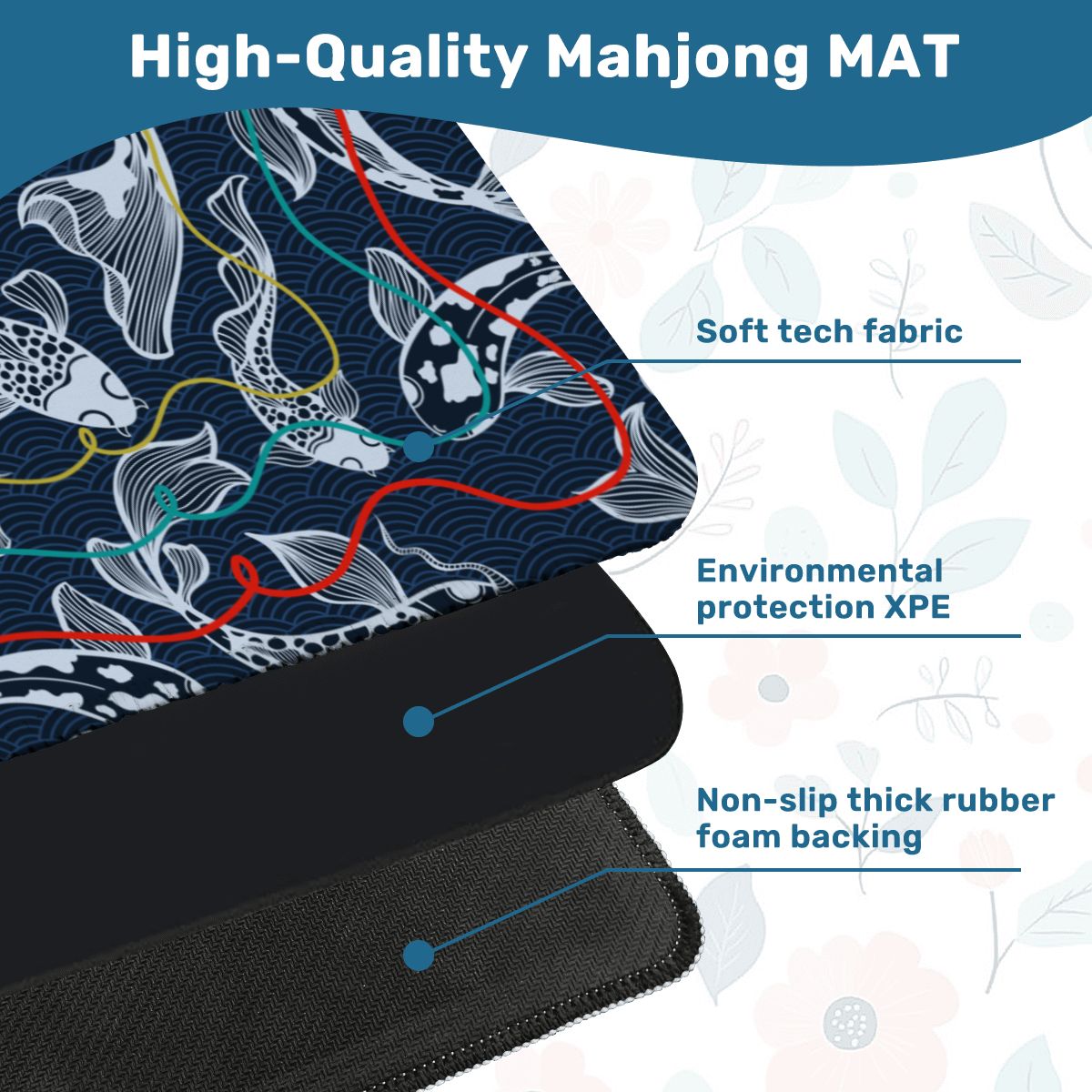 Koi Fish Calling Nautical Mahjong Mat - Splash of Color Co.