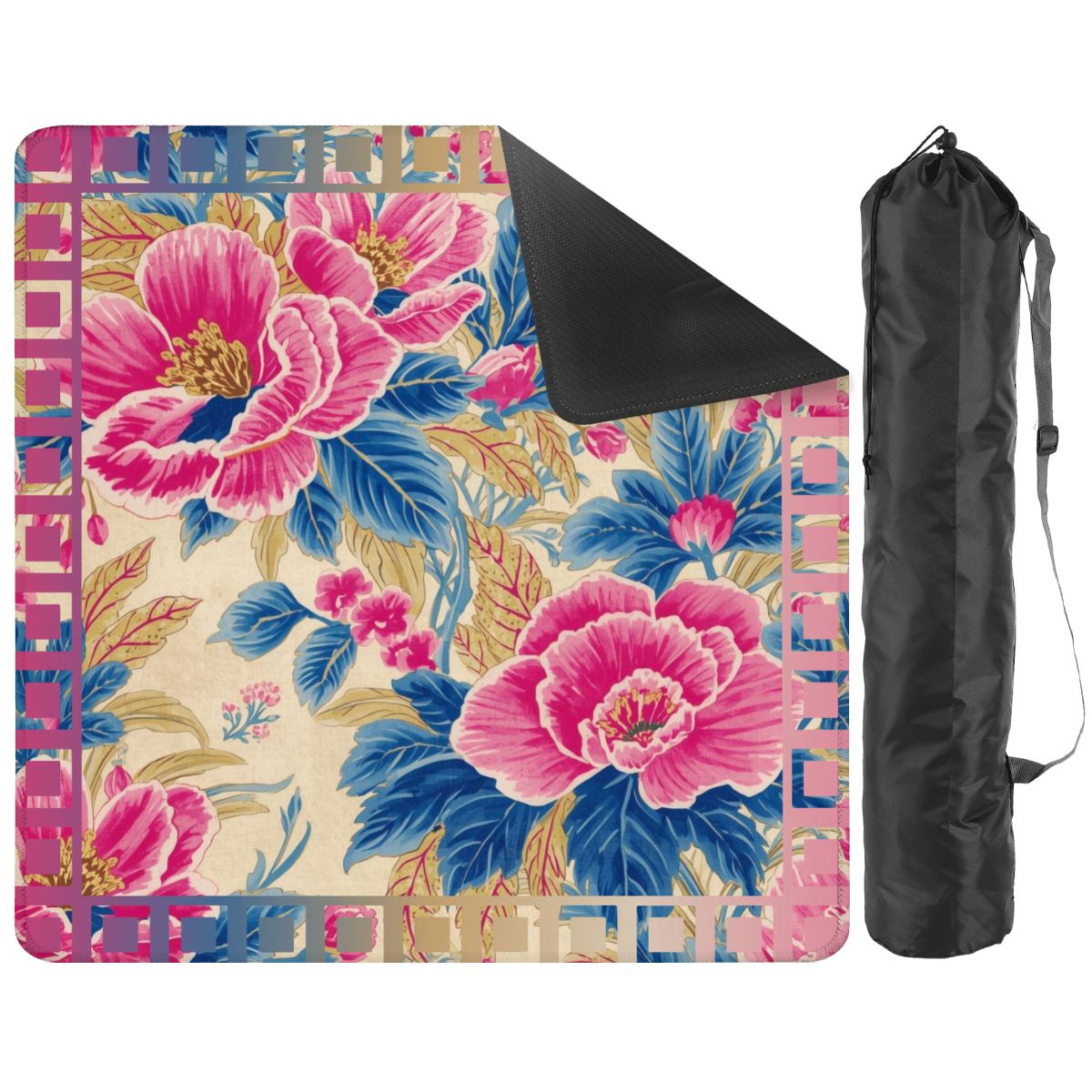 The Secret Garden Floral Pink, Blue Mahjong Mat - Splash of Color Co.