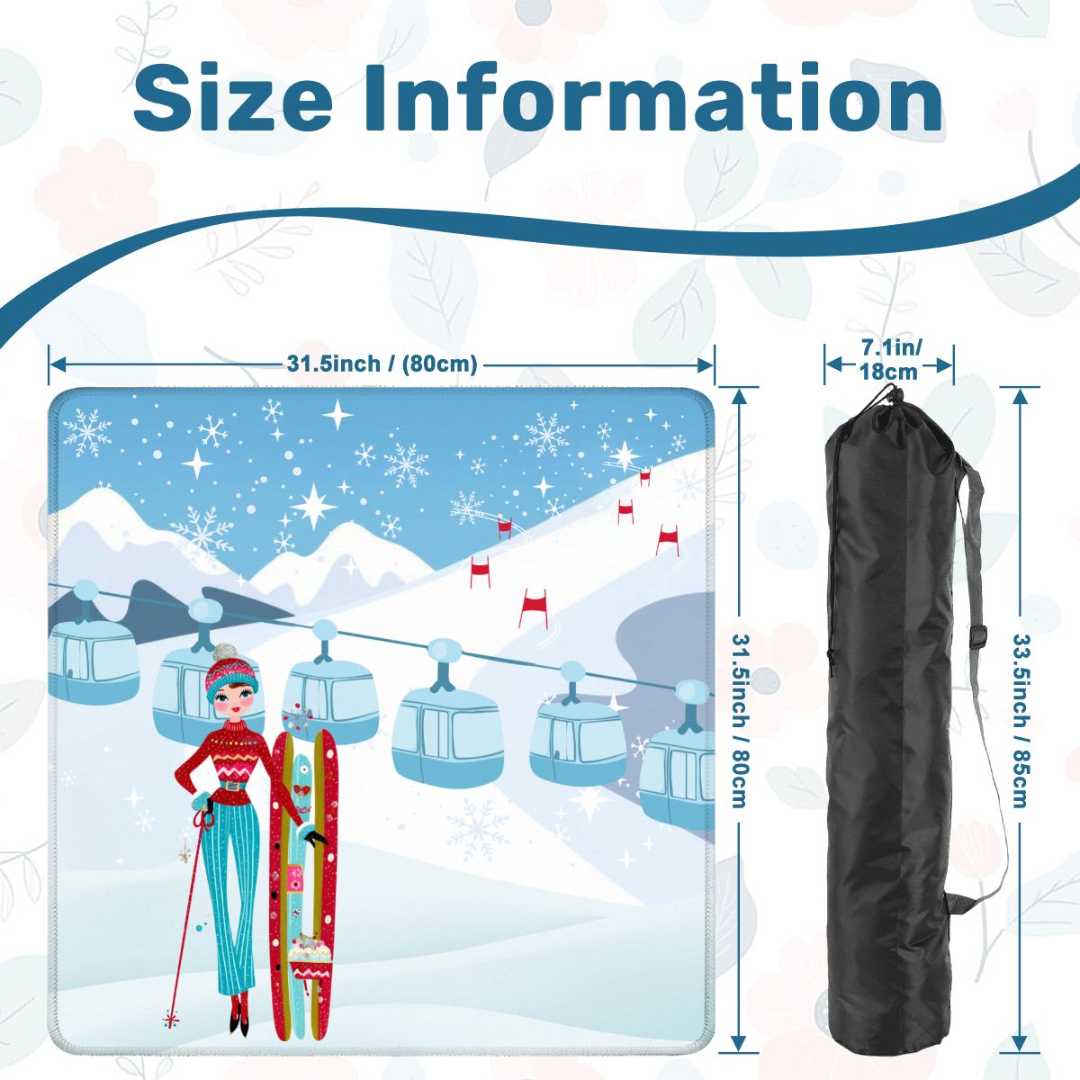 Ski Bunny Hills Winter Christmas Mahjong mat