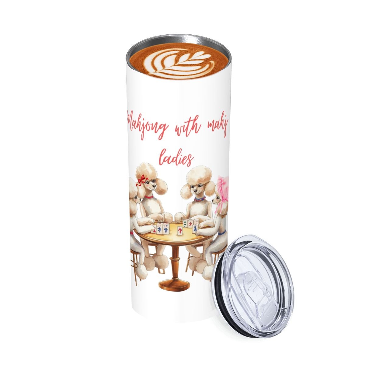 Funny Mahjong Poodle Dogs, Mahjong With Mahj Ladies Tumbler Cup - Splash of Color Co.