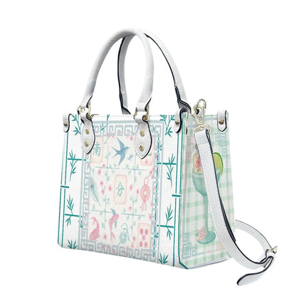Preppy Mahjong Handbag, Shoulder Bag, Pastel Blue, Green Pink Yuppy Tote Bag for Women