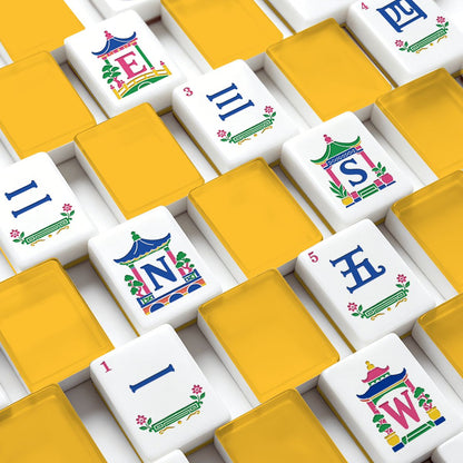 Sunnyside Up Yellow Chinoiserie Pastel Mahjong Tiles With Carry Case - Splash Of Mahj And Color Co.