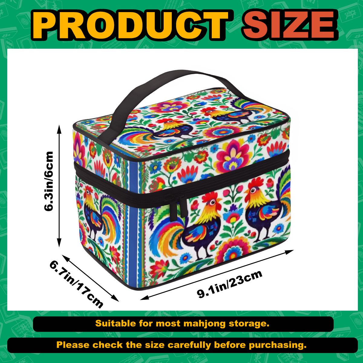 Wycinanki Polish Folk Art, Rooster Portable Mahjong Bag - Splash of Color Co.