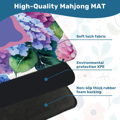 Purple And Pink Hydrangea Blooms Mahjong Mat 33"x33" - Splash Of Mahj And Color Co.