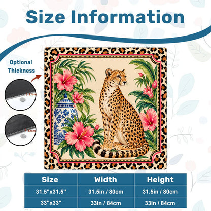 Wild Side Leopard Print Chinoiserie Mahjong Mat Sleek Surface - Splash Of Mahj And Color Co.