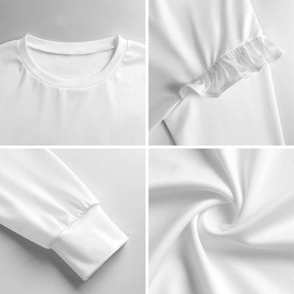 Preppy Mahjong Blue Asian Fan Design Women’s Lightweight Ruffle Shoulder Sweatshirt - Splash of Color Co.