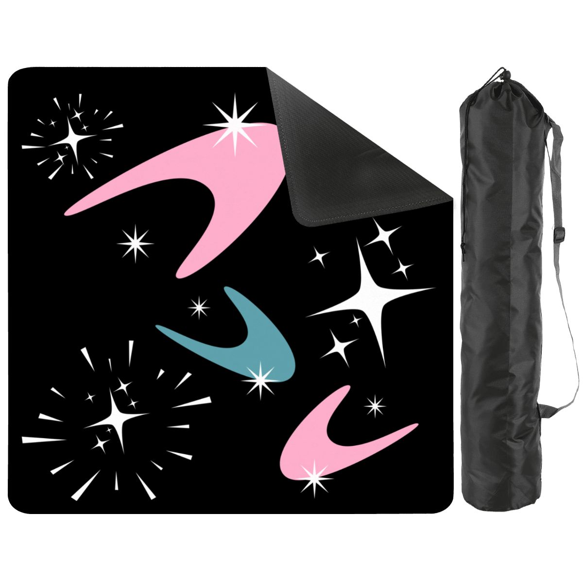 Sky Rockets In Flight Black Modern Mahjong Mat 33"x33 - Splash of Color Co.