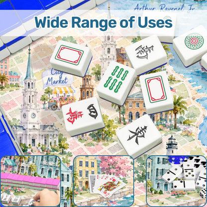 Charleston South Carolina Map And Landmarks Watercolor Pastel Mahjong Mat
