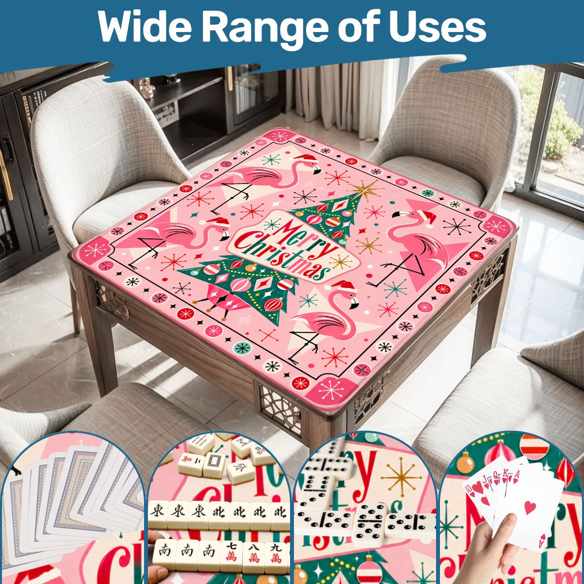 Santa's Pink Flamingos Modtastic Christmas Mahjong Mat
