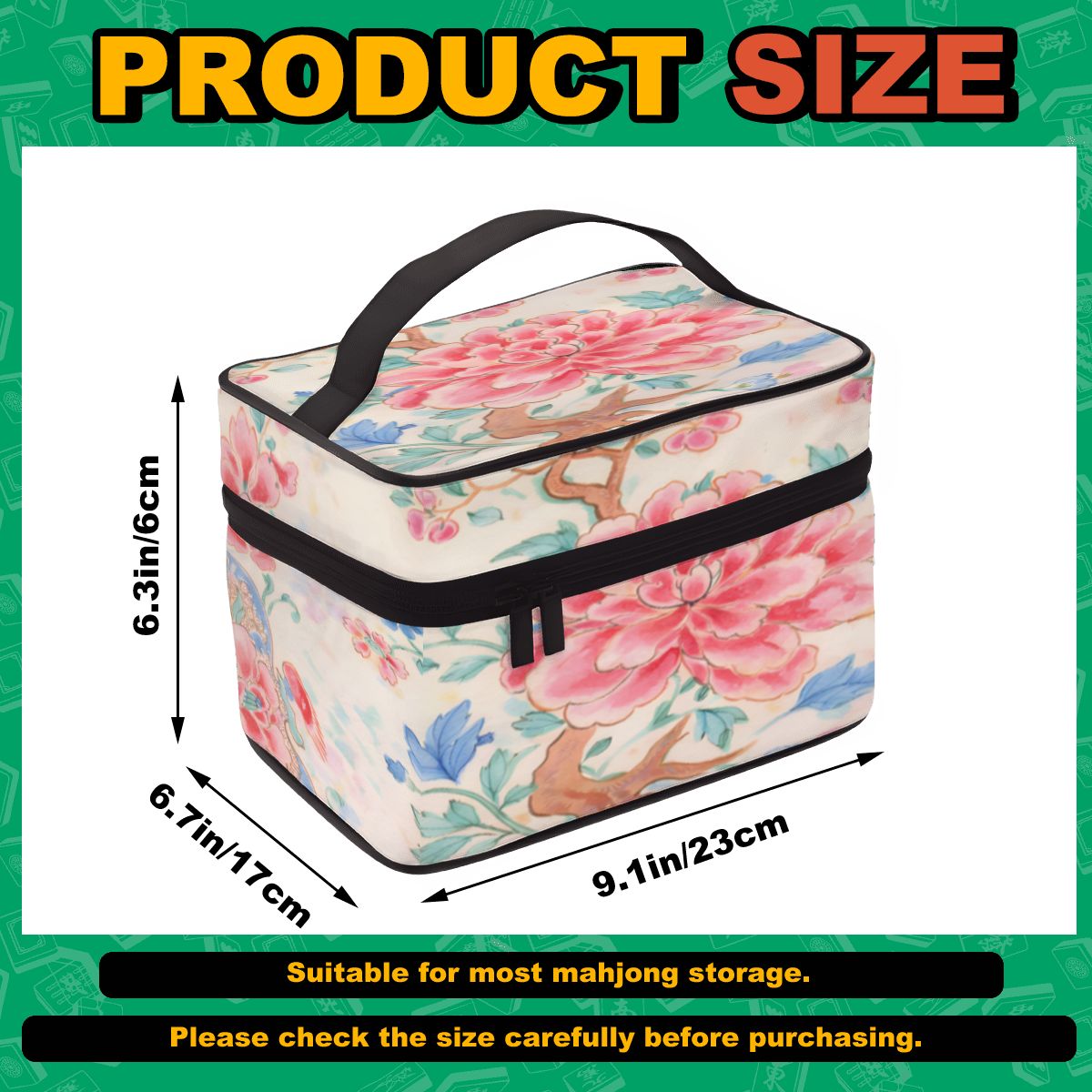 Famille Rose Peony Pink Portable Mahjong Tile Bag - Splash of Color Co.