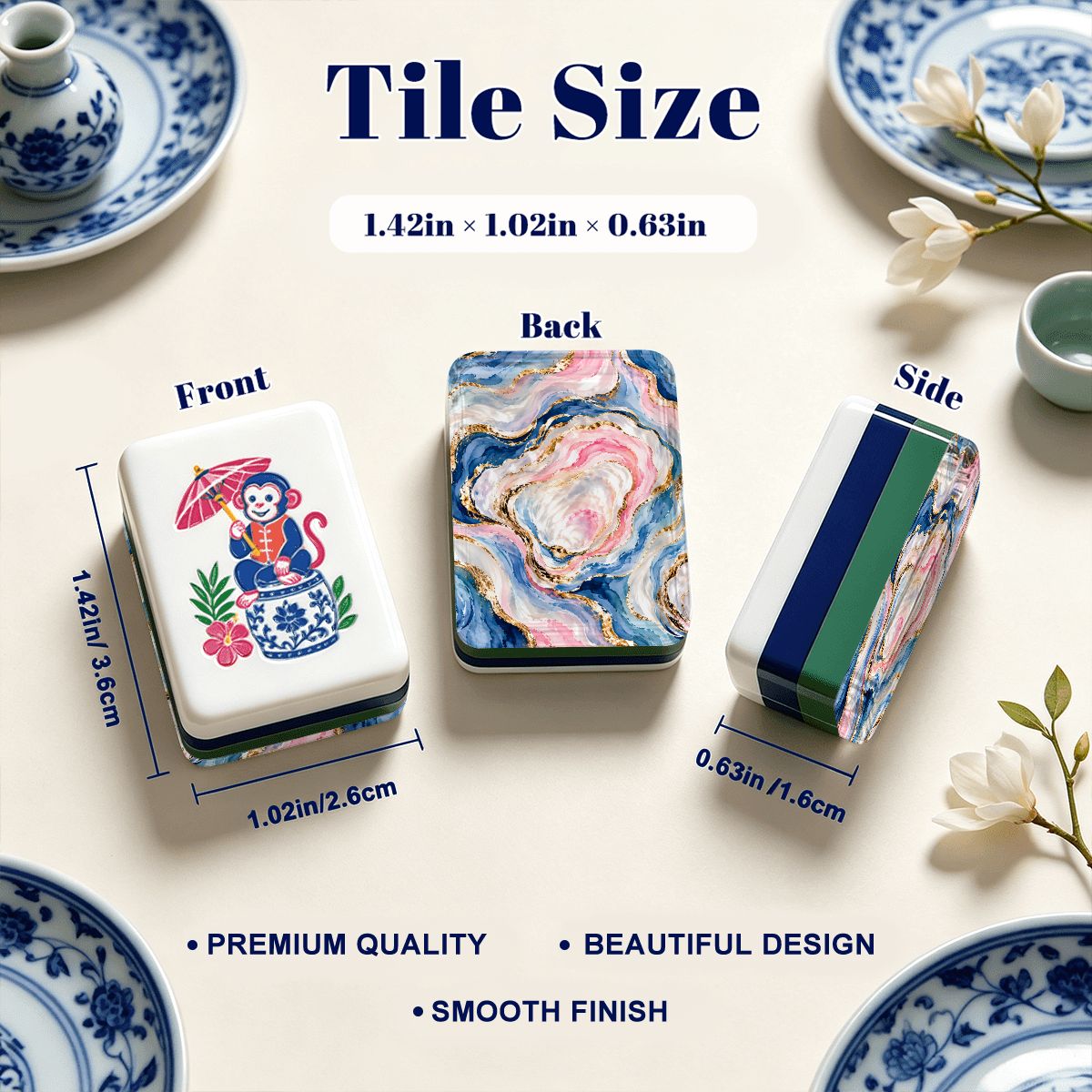 Pearls of the Mahj Sea Chinoiserie Chic American Mahjong Tiles And Carry Case - Splash Of Mahj And Color Co.
