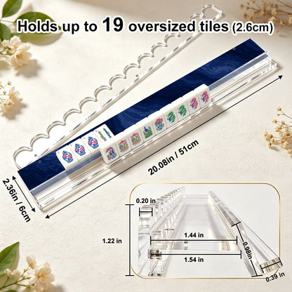 Royal Blue Extended Mahjong Rack Set of 4 Scalloped Magnetic Tile Pusher 20' - Splash Of Mahj And Color Co.