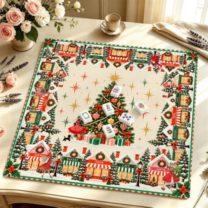 Home For The Holidays Nostalgic Mahjong Mat Sleek Surface - Splash Of Mahj And Color Co.