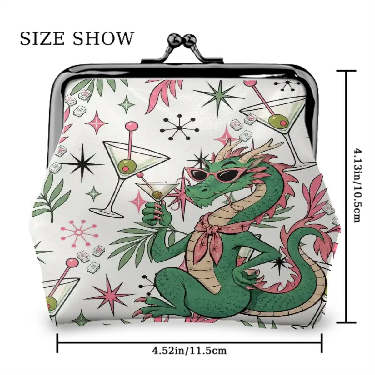 The Tipsy Dragon Mahjong Women's Leather Kiss Lock Coin Purse - Splash Of Mahj And Color Co.