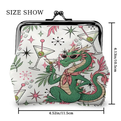 The Tipsy Dragon Mahjong Women's Leather Kiss Lock Coin Purse - Splash Of Mahj And Color Co.