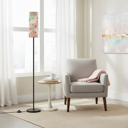Asian Cherry Blossom Watercolor Modern Book Nook Floor Lamp - Splash of Color Co.