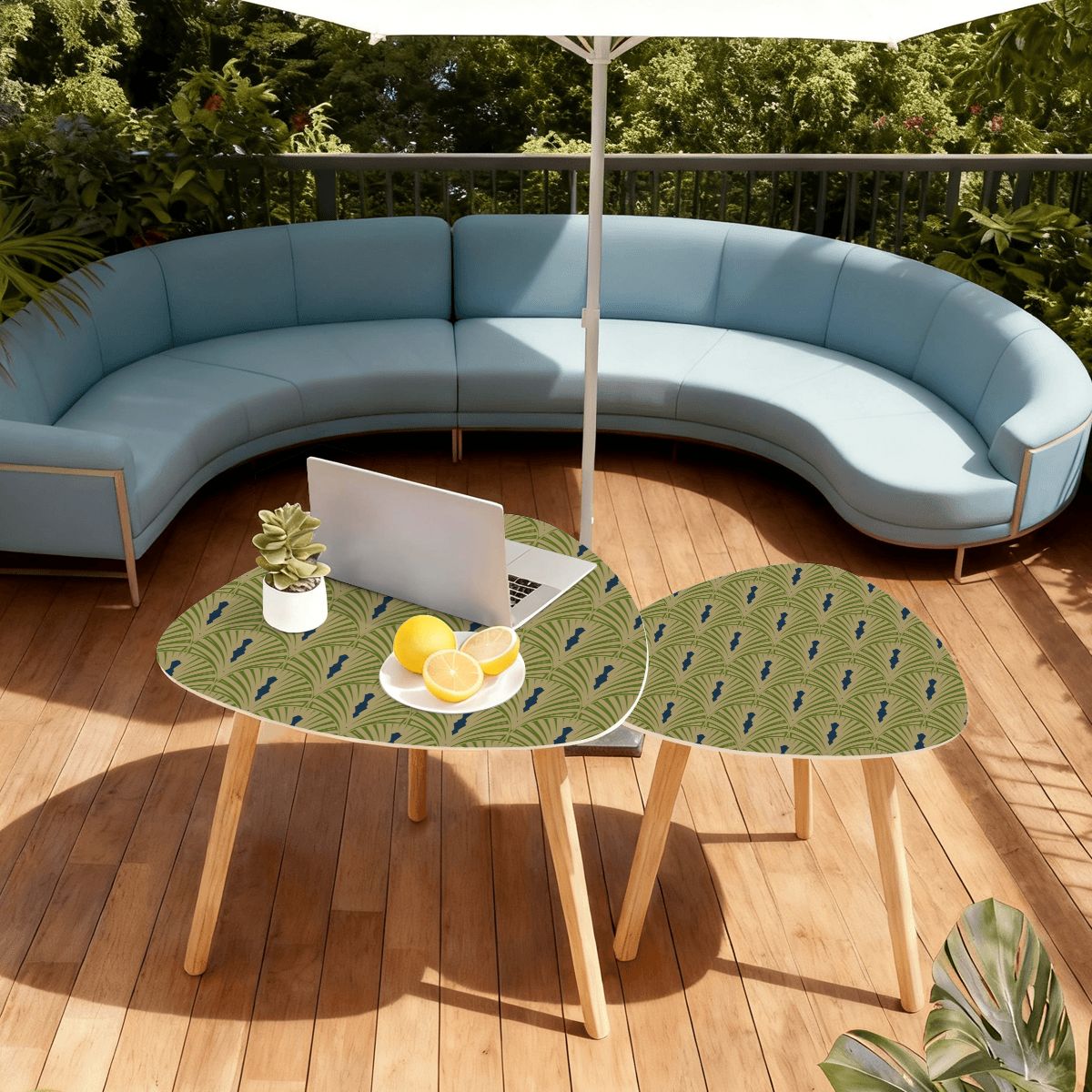 Art Deco Modern Nesting Tables, Army Green Navy Blue Designed - Splash of Color Co.