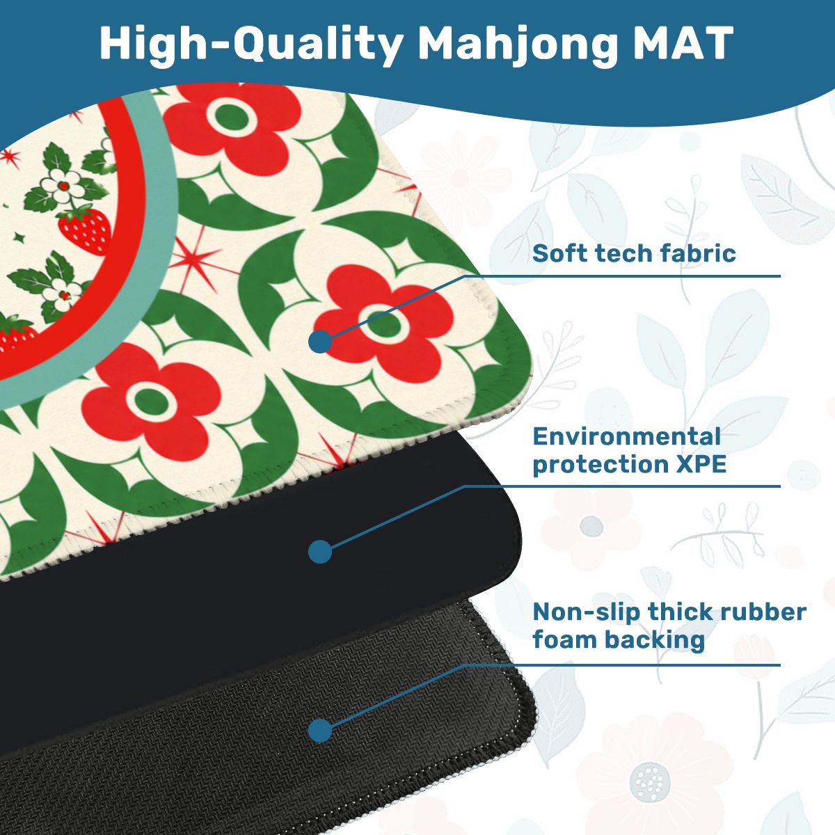 The Bloom - a - Rama Red And Green Mahjong Mat - Splash of Color Co.