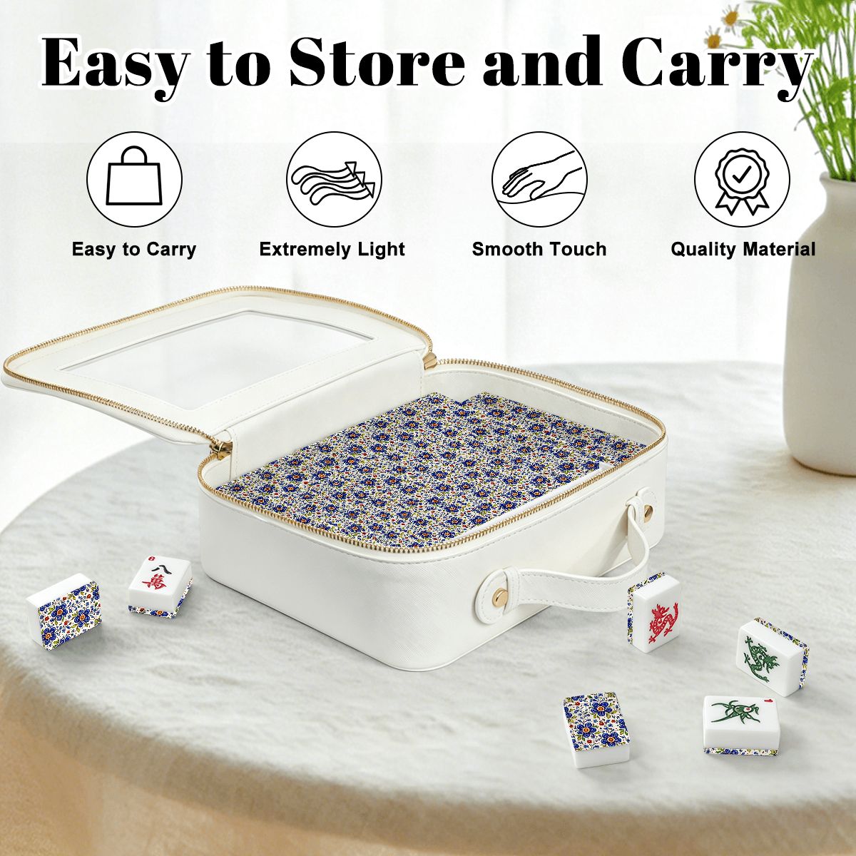 Pottery PORCELAIN Designed American Mahjong Tile Set And Carry Bag - Splash Of Mahj And Color Co.