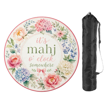 It's Mahj O'Clock Somewhere Floral Round Mahjong Mat
