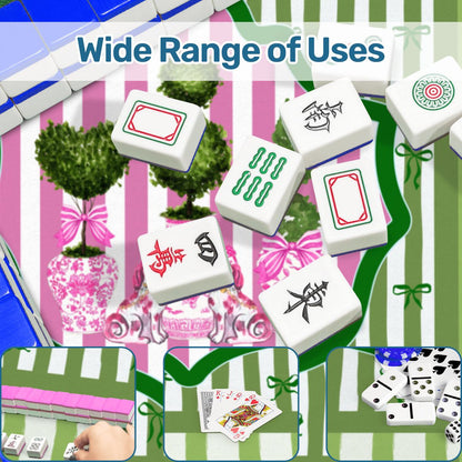 Preppy Staffordshire Chinoiserie Green And Pink Mahjong Mat - Splash of Color Co.