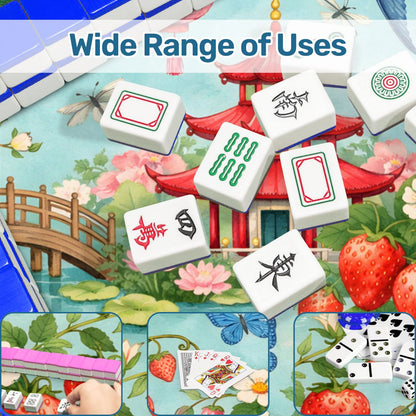 Strawberry Pagoda Garden Watercolor Mahjong Mat - Splash of Color Co.