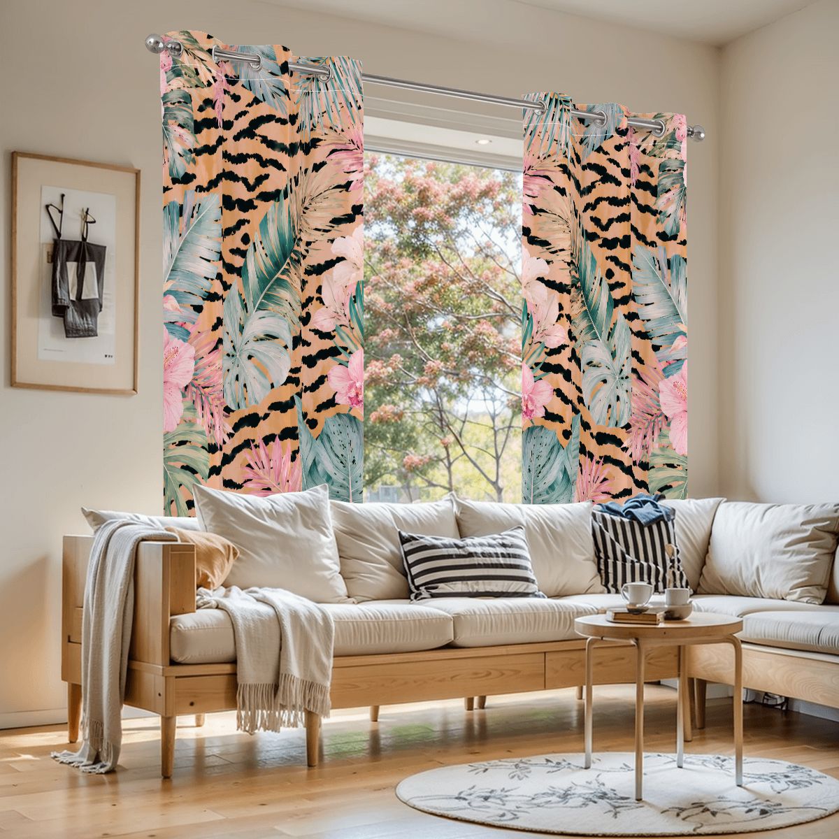 Jungle Love Chinoiserie  Tropical Tiger Blackout Curtains