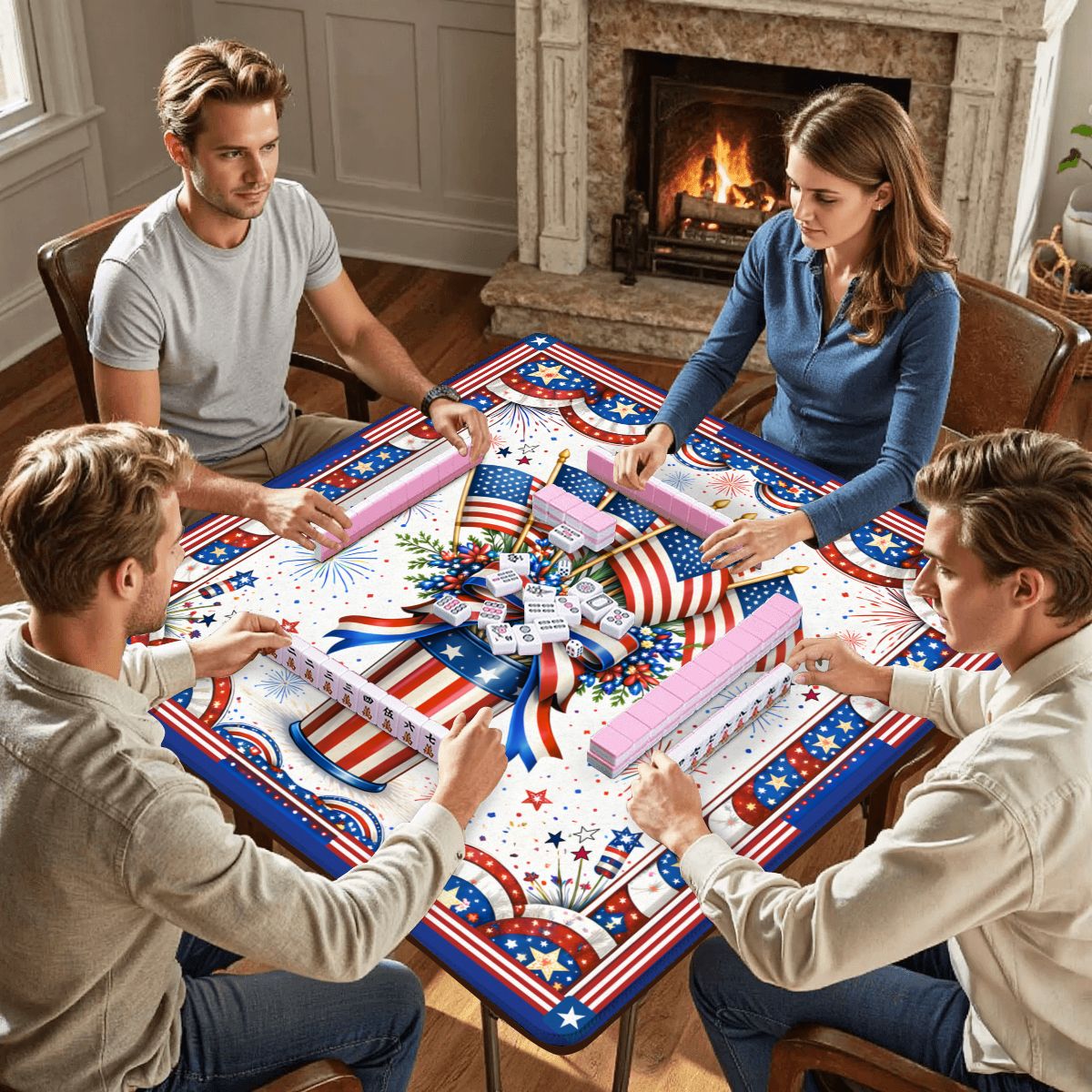 American Pie USA Patriotic Mahjong Mat - Splash of Color Co.